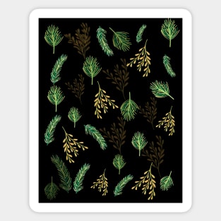 Black Festive Leaf Design for Christmas and Seasonal Holidays Sticker